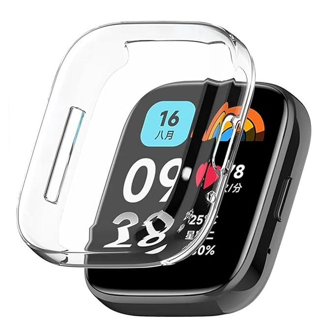 Wisely Protective Case Cover for Redmi Watch 3 Active – Soft TPU Full Screen Protector, HD Clear, Anti-Scratch, Shockproof, Transparent