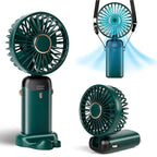 Wisely Multifunctional Handheld Fan with Digital Display – Rechargeable USB Mini Fan | 5-Speed, Silent, Foldable, Portable Cooling Fan for Travel, Office & Home