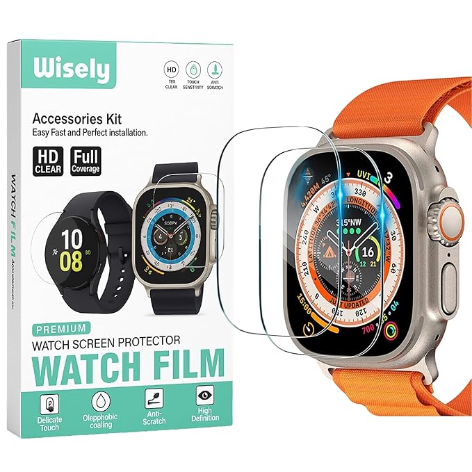 Tempered Glass for Apple Watch Ultra / Ultra 2 (49mm) | Full Cover Edge-to-Edge Screen Protector | 9H Hardness | Pack of 2