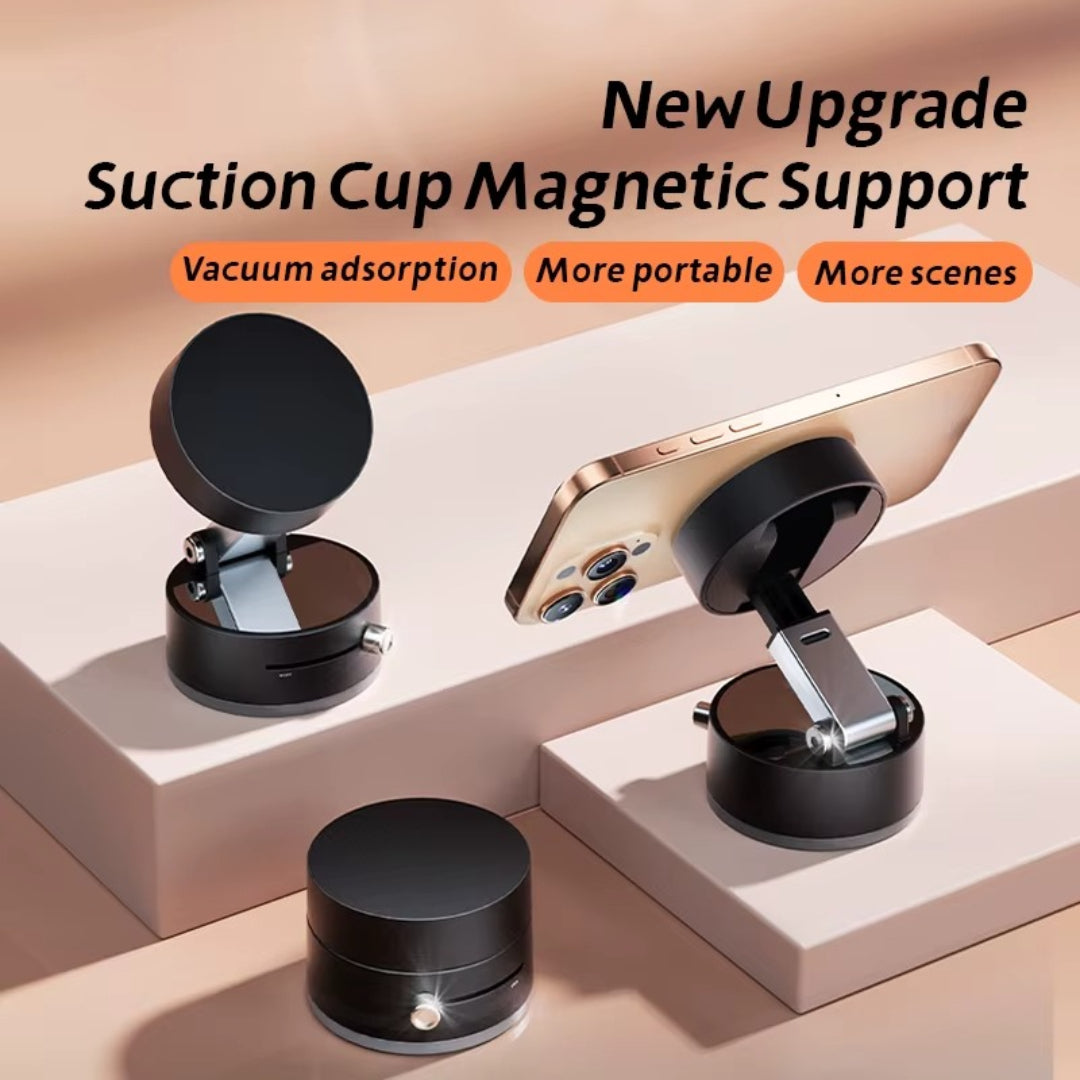 Portable Vacuum & Magnetic Suction-Cup Swivel Stand for Phone – 360° Rotating Car & Desk Mount