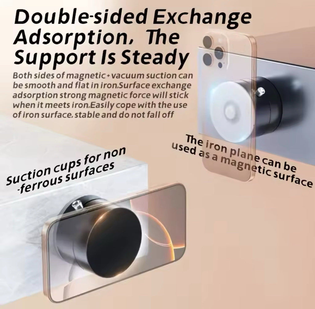 Portable Vacuum & Magnetic Suction-Cup Swivel Stand for Phone – 360° Rotating Car & Desk Mount
